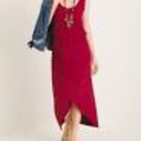 Chicos Womens Maxi Dress Size Large Red Rayon Stretch Sleeveless Wrap Hem Effect - Picture 9 of 9